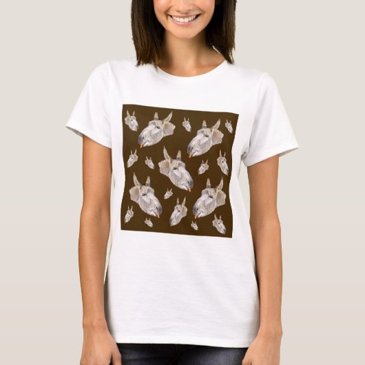 茶色のロバ模様 Tシャツ (正面)