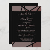 茶色のロマンチックなステンドグラスエフェクトフォトカード セーブザデート (正面/裏面)