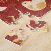 茶色のヴィンテージの品揃え動物の芸術 ジグソーパズル (側面)