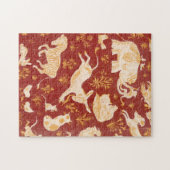 茶色のヴィンテージの品揃え動物の芸術 ジグソーパズル (横)