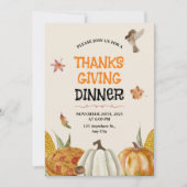 茶色のヴィンテージエレガントフローラ感謝祭 招待状 (正面)