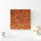 茶色のヴィンテージフェイクレザーのテクスチャ スクエア壁時計 (ホーム)
