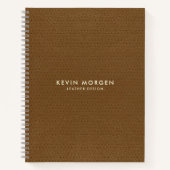 茶色のヴィンテージフェイクレザーのテクスチャ ノートブック (正面)