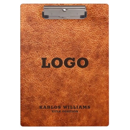 茶色のヴィンテージフェイク革 クリップボード (正面)