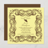 茶色のヴィンテージフレームブライダルシャワー招待状 招待状 (正面/裏面)