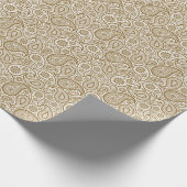 茶色のヴィンテージペイズリーカスタム白の背景 ラッピングペーパー (角)