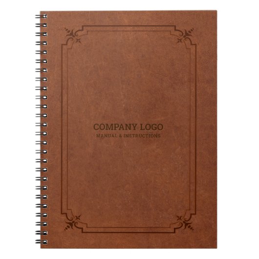 茶色のヴィンテージレザーとフレーム ノートブック (正面)