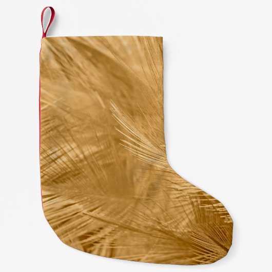 茶色のヴィンテージ色の傾向チキン羽毛のテクスチャ スモールクリスマスストッキング (正面)
