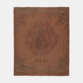 茶色のヴィンテージ革の額縁の馬頭 フリースブランケット (正面)