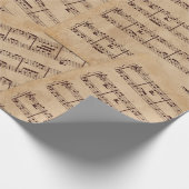 茶色のヴィンテージ音符シート ラッピングペーパー (角)