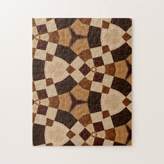 茶色の万華鏡のように千変万化するパターン幾何形状パターン ジグソーパズル (縦)