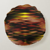 茶色の下にステンドイエローで形成された抽象芸術はジグザグに ラウンドクッション (裏面)