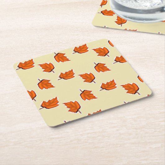 茶色の乾いた葉乾いた スクエアペーパーコースター (アングル)