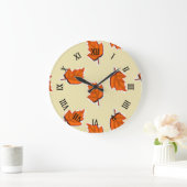 茶色の乾葉いた ラージ壁時計 (ホーム)