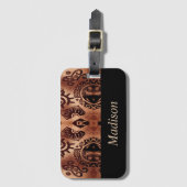 茶色の倫理的な伝統的パターン ラゲッジタグ (正面縦)