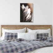 茶色の先端を持つセージ緑色の多肉植物 キャンバスプリント (インサイチュ (寝室))