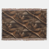 茶色の光沢のあるフェイク革 スローブランケット (正面)