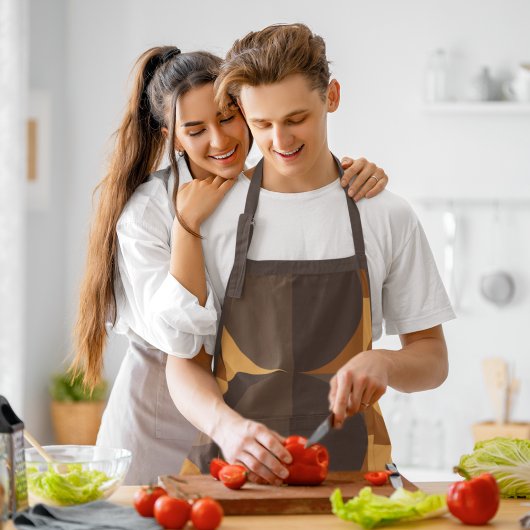 茶色の円 エプロン