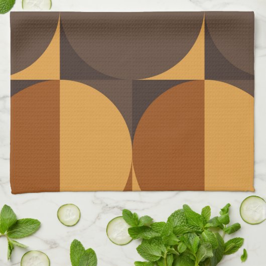 茶色の円 キッチンタオル (折り畳み)