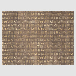 茶色の切り離し上の金ゴールドエジプトの絵文字 薄葉紙