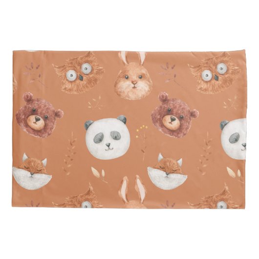 茶色の動物の顔枕 枕カバー (裏面)