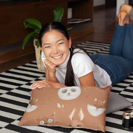 茶色の動物の顔枕 枕カバー