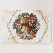 茶色の動物グラフィック、眠っている子鹿 ジグソーパズル (横)