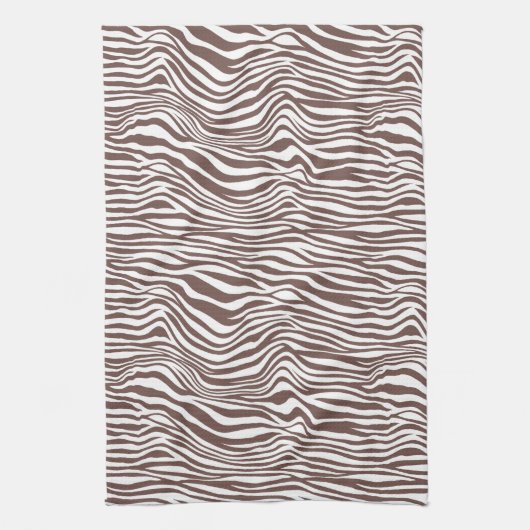 茶色の動物ゼブラプリントストライプ製品 キッチンタオル (縦)