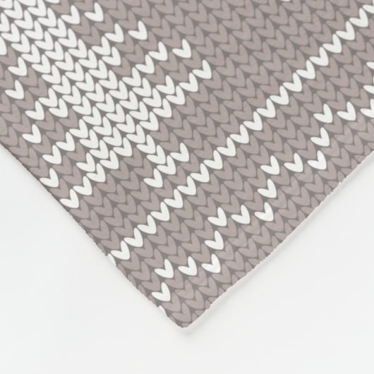 茶色の北欧のセーターの模様 | モノグラムクリスマス フリースブランケット (角)