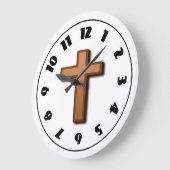 茶色の十字時計 ラージ壁時計 (傾斜)