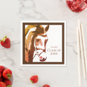 茶色の卒業クラスの馬とカタツムリのビット スタンダードカクテルナプキン (インサイチュ)