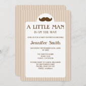 茶色の口ひげシルエット小さな男の赤ちゃんシャワー 招待状 (正面/裏面)