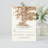 茶色の古いツリー素朴な結婚式RSVPカード 出欠カード (スタンド正面)