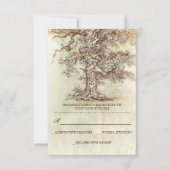 茶色の古いツリー素朴な結婚式RSVPカード 出欠カード (正面)