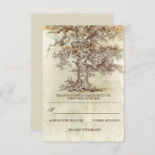 茶色の古いツリー素朴な結婚式RSVPカード 出欠カード (正面/裏面)