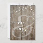 茶色の古びた木と白い光のウェディング 招待状 (裏面)