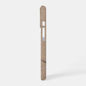 茶色の和紙に書かれた愛の漢字 iPhone 16ケース (左側面)