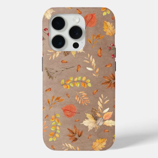 茶色の地に落ち葉をコラージュ Case-Mate iPhoneケース (裏面)