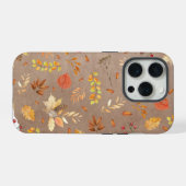 茶色の地に落ち葉をコラージュ iPhoneケース (裏面横)