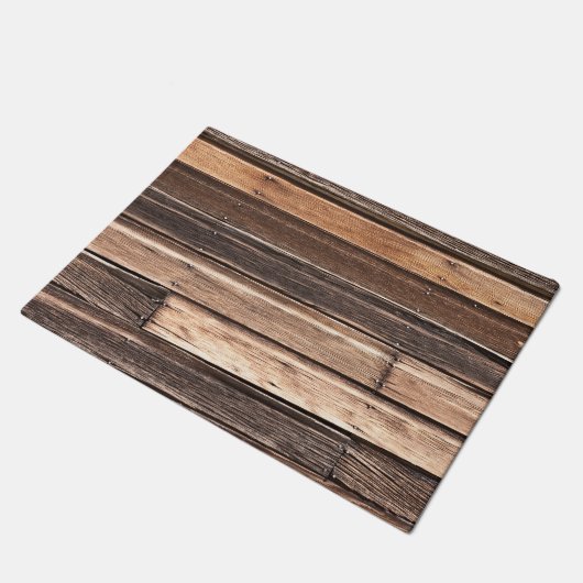 茶色の多くの色合いの水平風化木材 ドアマット (アングル)