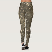 茶色の夜空の天の金ゴールド星模様 レギンス (裏面)