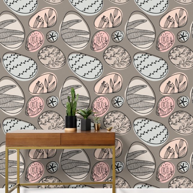 茶色の大きなはっきりした抽象芸術パターン 壁紙 (Brown Big Bold Abstract Patterned wallpaper from Ricaso. A modern wallpaper ideal for any room)