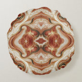 茶色の大理石と金ゴールドトリム ラウンドクッション (裏面)