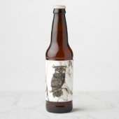 茶色の大理石の上のカモフラージュフクロウ ビールラベル (正面)
