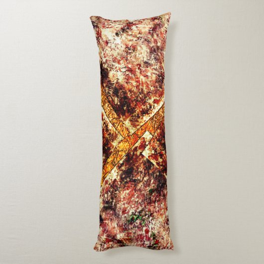 茶色の大理石の上の汚いか錆びた無秩序なレイヤー ボディピロー (裏面 (縦))