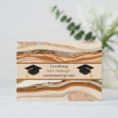 茶色の大理石の息子の卒業お祝い 招待状 (スタンド正面)