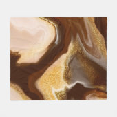 茶色の大理石テクスチャ:流体抽象芸術 フリースブランケット (正面(横))