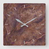茶色の大理石パターンの壁時計 スクエア壁時計 (正面)