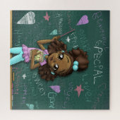 茶色の女の子と前向き言葉 ジグソーパズル (横)