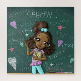 茶色の女の子と前向き言葉 ジグソーパズル